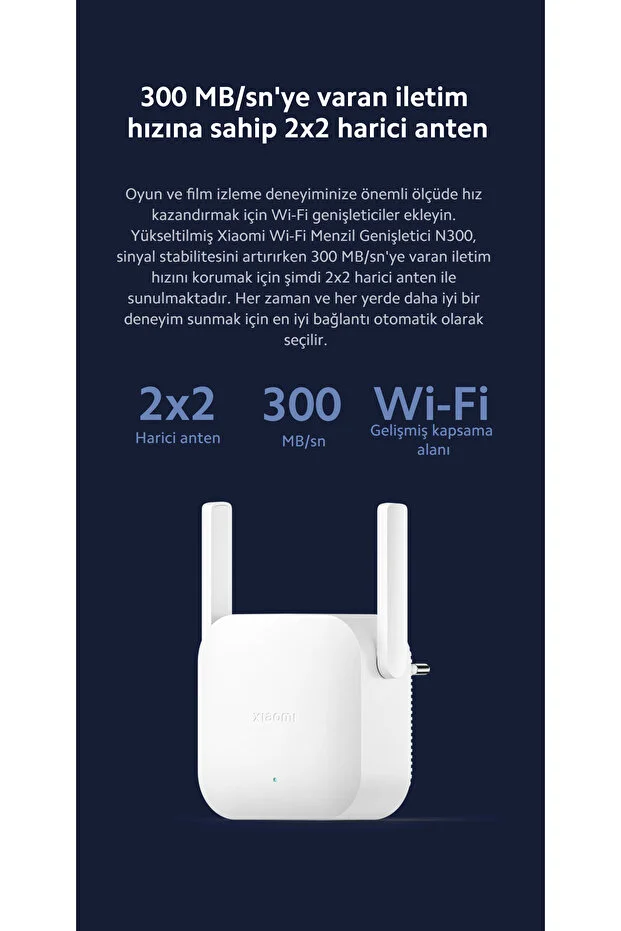 Wifi Pro Sinyal Yaklaştırıcı Güçlendirici N300 (Xiaomi Türkiye Garantili)